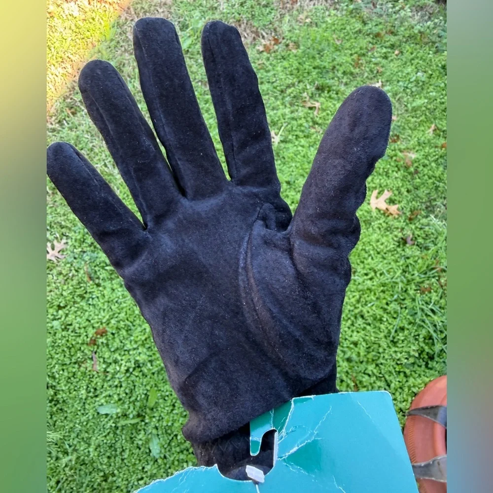 OUTBROOK Vintage Women's Black Suede Gloves Elegant Winter Accessory New Sz-M. W